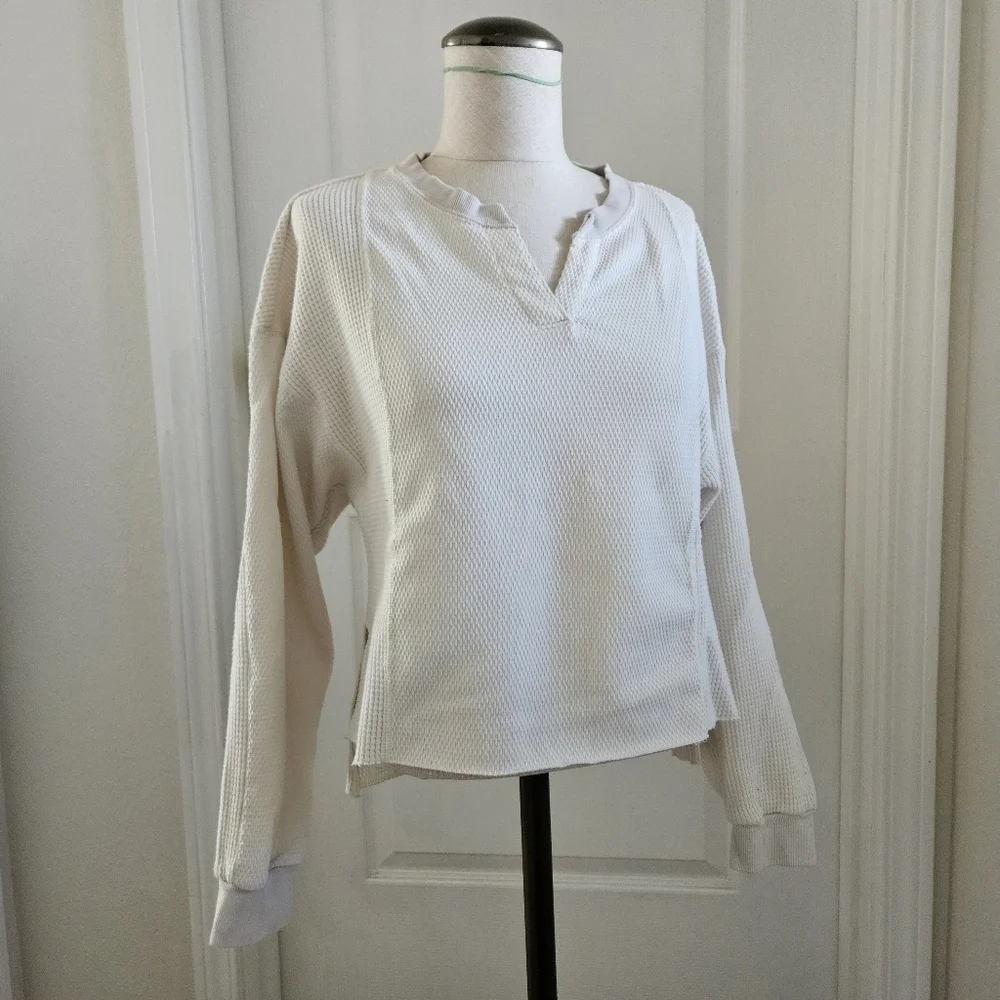 Nike Yoga Luxe waffle cover up sweat in off white XS